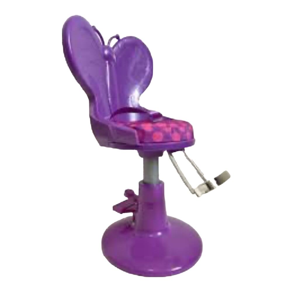 My Life Doll Salon Chair Purple Butterfly Hair Stylist Seat Move Up Down
